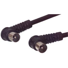 кабель антенный коаксиальный вилка(coax) - вилка(coax),  1.5 метра, Г-образные разъемы, цвет черный